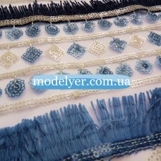 Ткань Пайеточная с бахромой (голубой-синий)